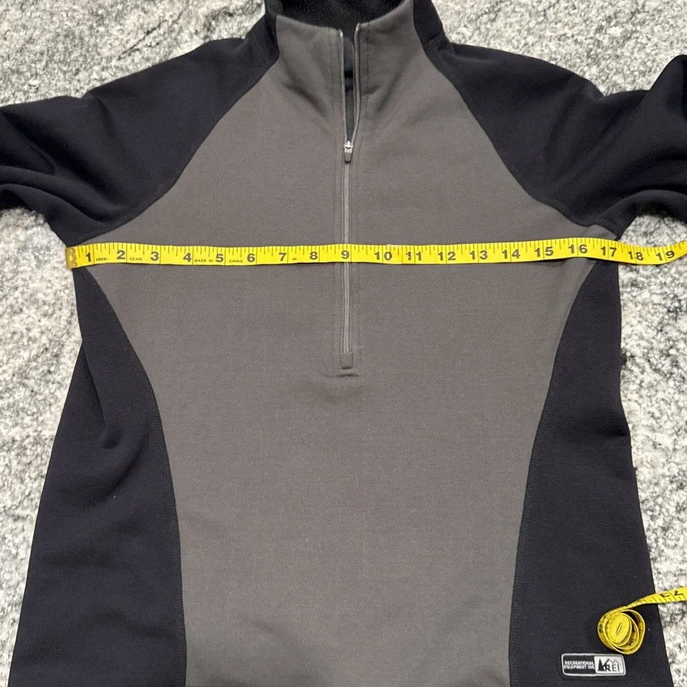REI Fleece‎ Sweatshirt Polartec Activewear Half Zip Men's Medium Black Gray #12